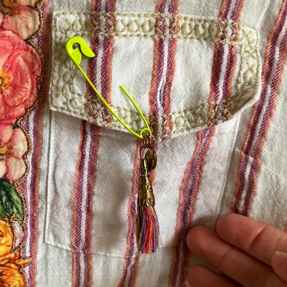 Aratta Silent Journey Pants and Top Embroidered Boho Birth of Venus Sz Med - Picture 6 of 16